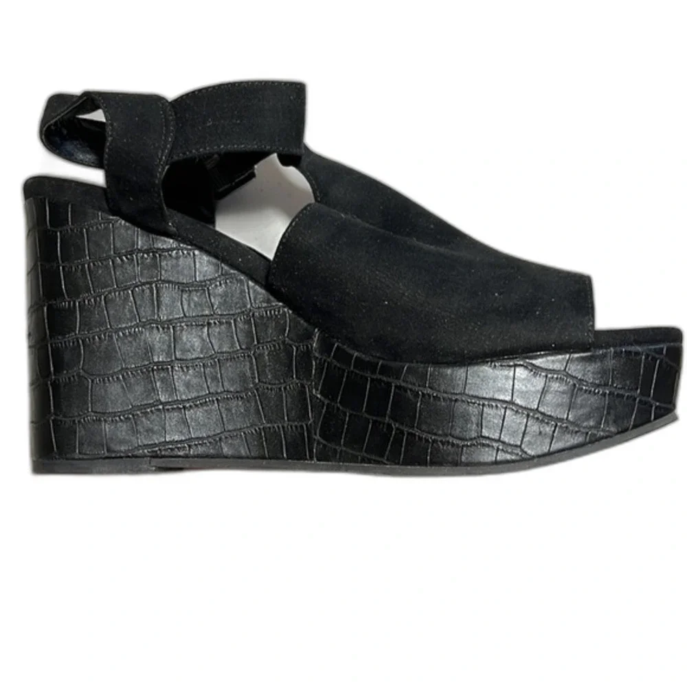 BC Footwear Here We Go Black Wedge Sandals Size 9